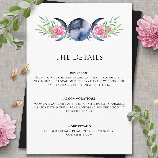 月相ピンクフローラ形而上学的結婚物 エンクロージャーカード