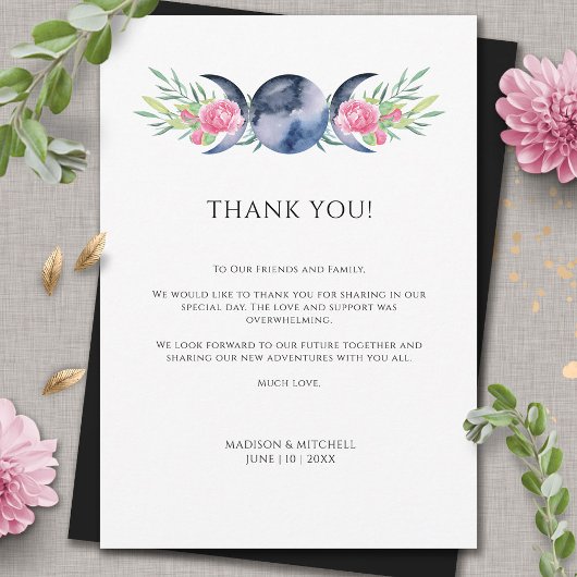 月相ピンクフローラ形而上学的結婚物 サンキューカード