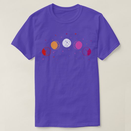 月相天文学の微妙なレズビアン国旗LGB Prid Tシャツ (デザイン正面)