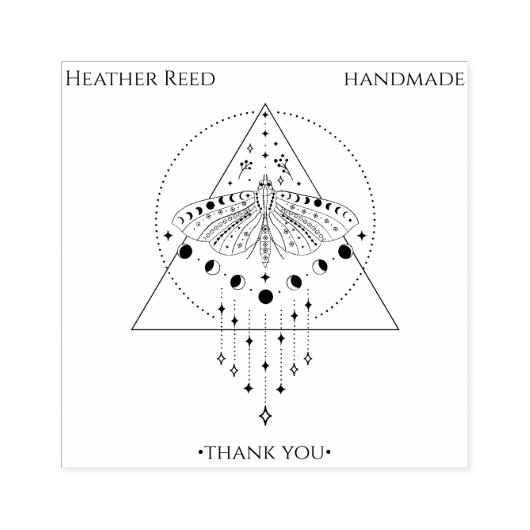月相蛾 |手作りありがとうゴム印 ラバースタンプ (インプリント)