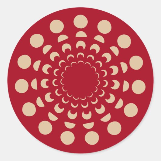 月相,占星術の金ゴールド,赤,天 ラウンドシール (正面)