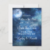 月空の満月の星の結婚式の日付を保存 マグネット招待状 (正面)