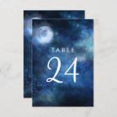 月空の満月の星結婚のテーブル番号 招待状 (正面/裏面)