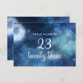 月空の満月の星結婚のテーブル番号 招待状 (正面/裏面)