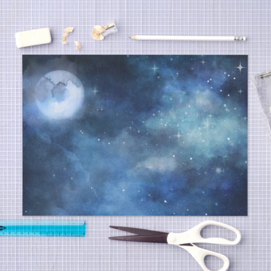 月空フルムーンシチュアル銀河系スターズ結婚ズ 薄葉紙 (クラフト)