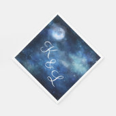 月空フルムーンスターズ結婚のモノグラムディナー スタンダードランチョンナプキン (角)