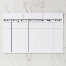 月空白の単位カレンダー ペーパーパッド