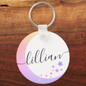 月素晴らし星ホワイトレインボーグラデーション名 キーホルダー (正面)