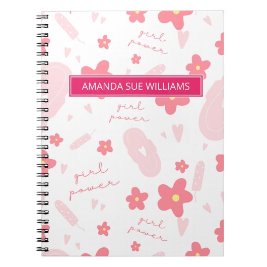 月経周期 – お名前/モノグラム番号 ノートブック (正面)