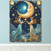 月絵画付き女児魔法 キャンバスプリント (インサイチュ (ウッドフロア))