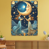 月絵画付き女児魔法 キャンバスプリント (インサイチュ (リビング))