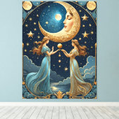 月絵画付き女児魔法 キャンバスプリント (インサイチュ (ウッドフロア))