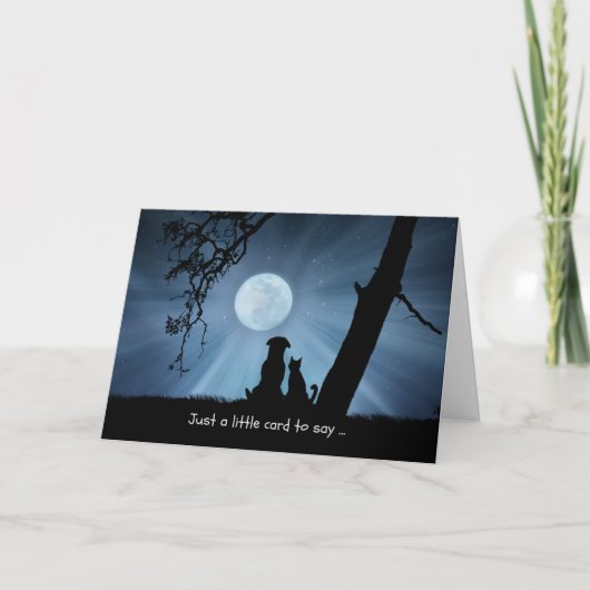 『月考える明かりの中の犬と猫』 カード (正面)