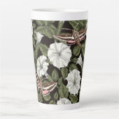 月花とスフィンクスの蛾 カフェラテマグ (正面)