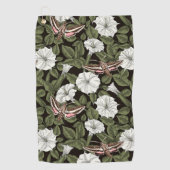 月花とスフィンクスの蛾 ゴルフタオル (正面)