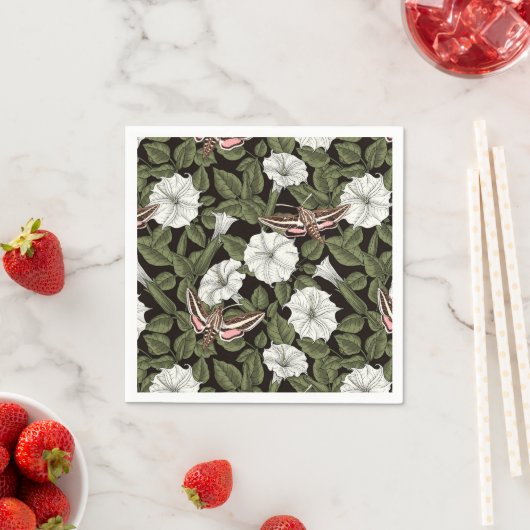 月花とスフィンクスの蛾 スタンダードカクテルナプキン (インサイチュ)