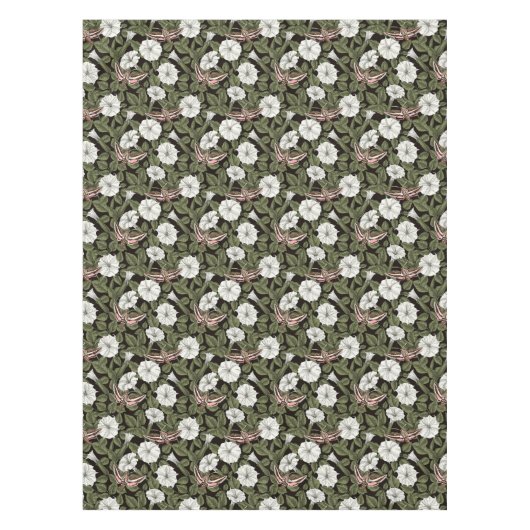 月花とスフィンクスの蛾 テーブルクロス (正面)