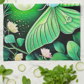 月蝶開花デザイン キッチンタオル (折り畳み)