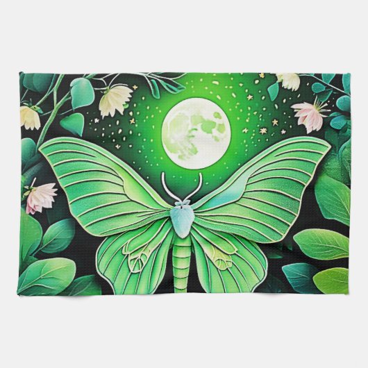 月蝶開花デザイン キッチンタオル (横)