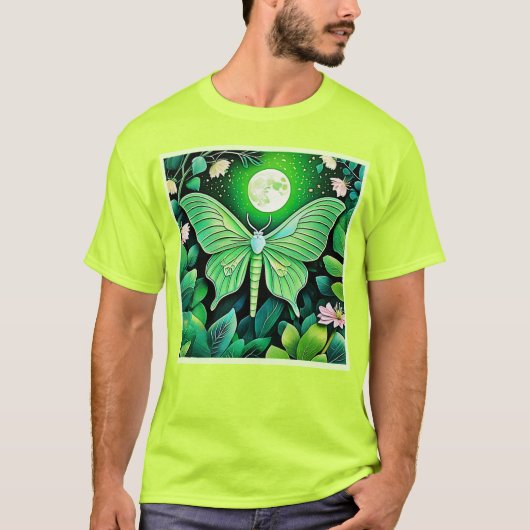 月蝶開花デザイン Tシャツ (正面)