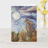 月見うさぎグリーティングカード カード (黄色い花)