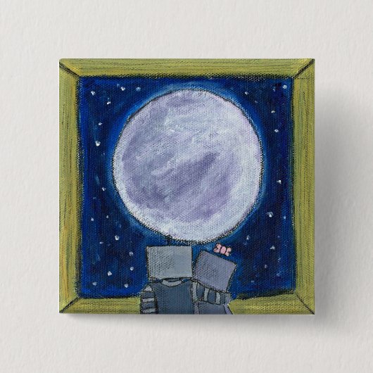 月見ロボットのボタン 缶バッジ (正面)