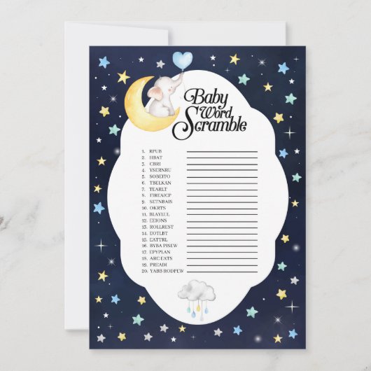 月象の上でベビー語スクランブルゲーム 招待状 (正面)