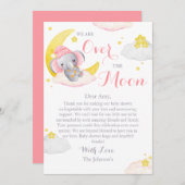 月象の女の子の赤ちゃんシャワーの上 サンキューカード (正面/裏面)