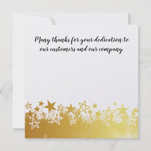 月賞カードのフェイクな金ゴールドの従業員 サンキューカード (裏面)