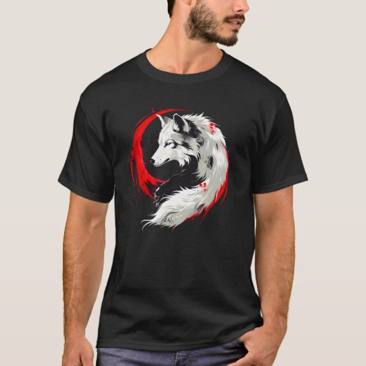 月赤オオカミ Tシャツ (正面)