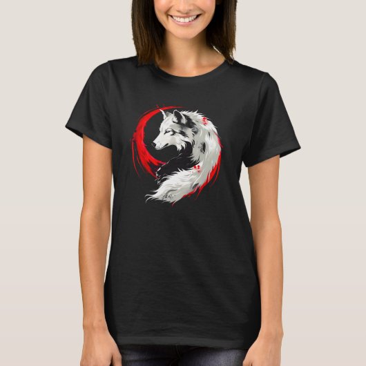 月赤オオカミ Tシャツ (正面)