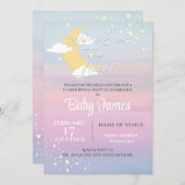 月越しに登場するジェンダーがピンクのブルーパープル 招待状 (正面/裏面)