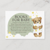 月越しテディベアセージ緑の本ベビー エンクロージャーカード (正面)