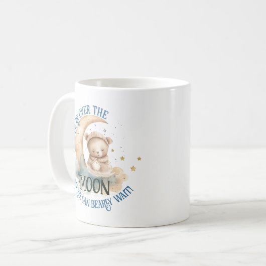 月越しテディベア男の赤ちゃんシャワー コーヒーマグカップ (正面左)