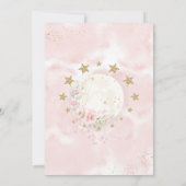 月越しピンクの金ゴールドフローラ星ベビーシャワー サンキューカード (裏面)