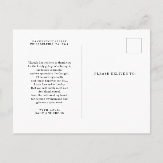 月越し性別を明らかにありがとう ポストカード (裏面)