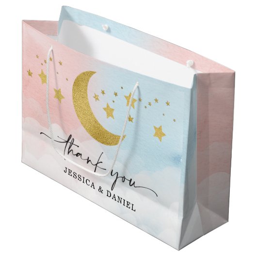 月越し性別を明らかにありがとう ラージペーパーバッグ (正面アングル)