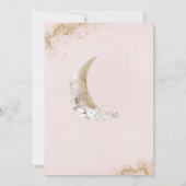 月越し金ゴールドピンクのベビーガールシャワー 招待状 (裏面)