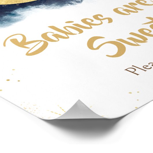 月越し金ゴールド星青いベビーは甘い ポスター (角)