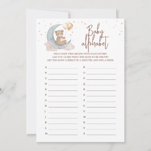 月越しABCベビーアルファベットゲームカード 招待状 (正面)