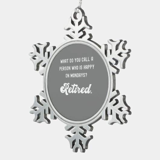 月退職した日に幸せである人 スノーフレークピューターオーナメント (右)