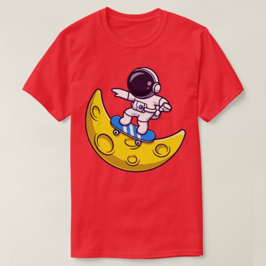 月遊漫画の宇宙飛行士のスケートボード Tシャツ (デザイン正面)