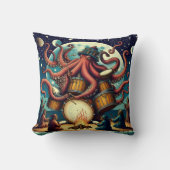 月遊照の岸辺のタコの太鼓 クッション (正面)