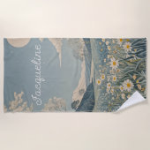 月野パーソナライズされた ビーチタオル (正面)