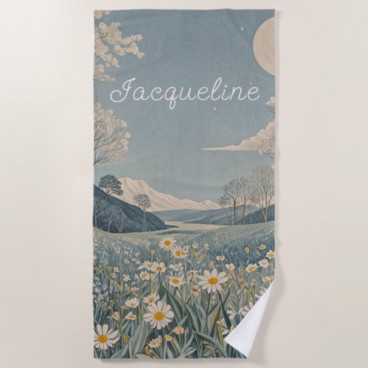 月野パーソナライズされた ビーチタオル (正面)