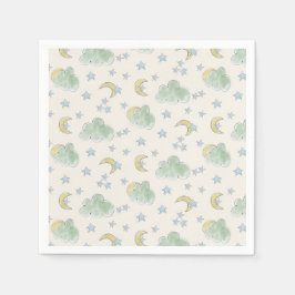月雲星手引き水彩赤ちゃんシャワー スタンダードカクテルナプキン