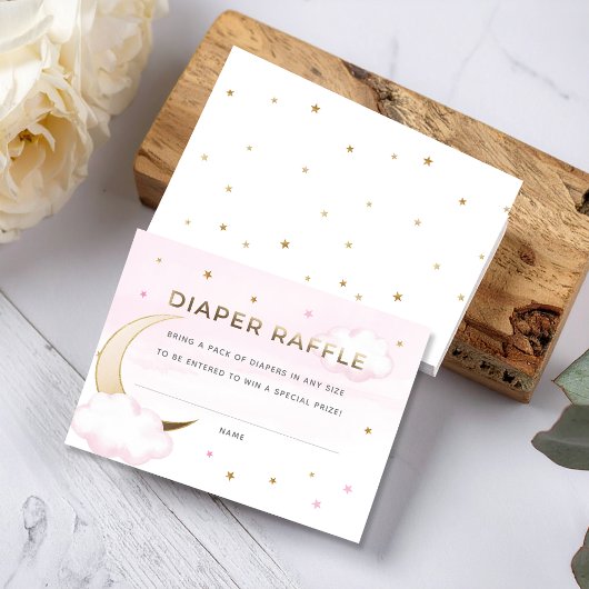 月面おむつラッフルインサートカード上のピンク エンクロージャーカード