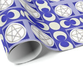 月面と星形五角形で背景色を選択 ラッピングペーパー (ロールコーナー)