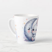 月面に座るかわいいウサギ カフェラテマグ (左アングル)