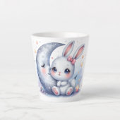月面に座るかわいいウサギ カフェラテマグ (正面)